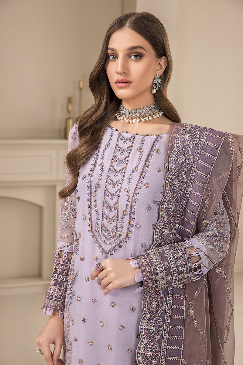Lilac Pakistani Salwar Suit with Salwar Kameez Dupatta – Nameera by Farooq