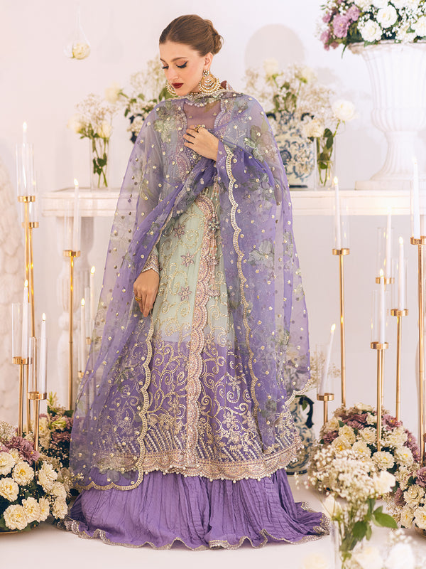 Luxury Green Gown Style Sharara Pakistani Wedding Dress Nameera by Farooq