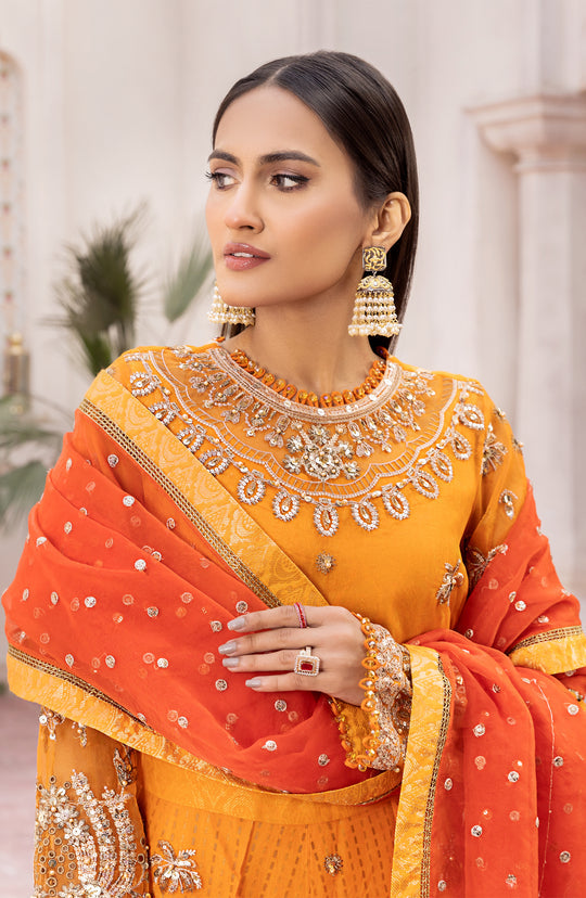 Buy Orange Embroidered Pakistani Kameez Trousers Wedding Dress 2023