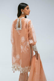 Buy Salmon Pink Organza Straight Shirt Luxury Pret Pakistani Salwar Kameez