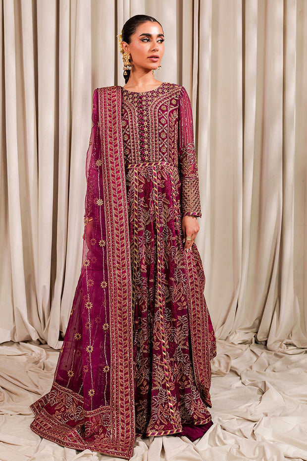 Shocking Pink Embellished Pakistani Pishwas Wedding Dress Nameera By Farooq 8576