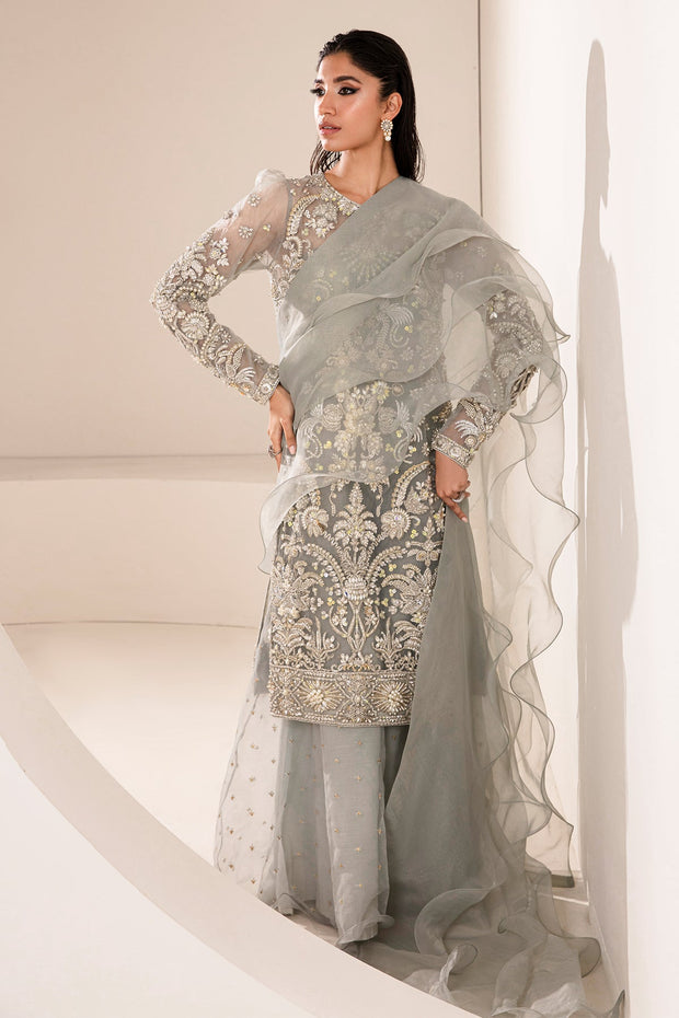 Turquoise Pakistani Wedding Dress In Gahrara Kameez Style Nameera By Farooq 