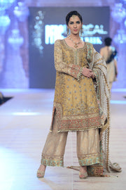 Chiffon Golden Salwar Kameez Pakistani Party Dresses