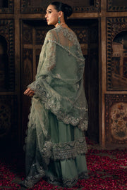 Classic Aqua Green Heavily Embroidered Net Pakistani Wedding Wear