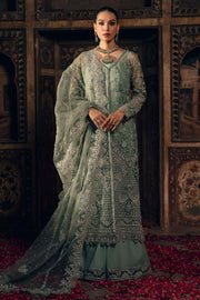 Classic Aqua Green Heavily Embroidered Silk Net Pakistani Wedding Wear