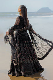 Classic Black Floral Maxi Pakistani Wedding Dress with floral Dupatta