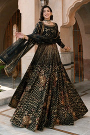 Classic Black Golden Embellished Pakistani Wedding Dress Lehenga Choli