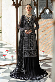 Classic Black Pakistani Wedding Dress in Kameez Crushed Sharara Style