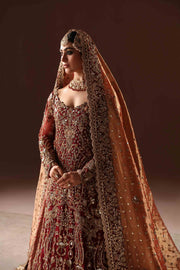 Classic Embroidered Pakistani Bridal Dress in Farshi Lehenga Style