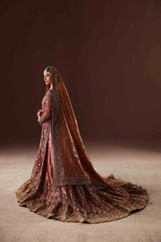 Classic Embroidered Scarlet Pakistani Bridal Dress Farshi Lehenga Style