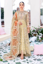 Classic Gold Heavily Embellished Pakistani Party Dress in Frock Style