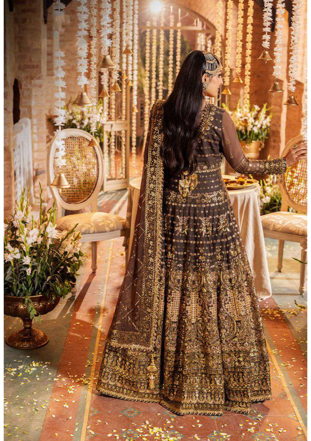 Classic Heavily Embellished Gold Pakistani Wedding Dress Pishwas