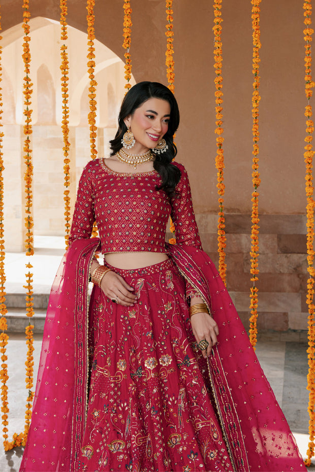 Classic Hot Pink Heavily Embellished Pakistani Wedding Dress Choli