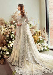 Classic Ivory and Silver Pakistani Bridal Dress in Mermaid Gown Style