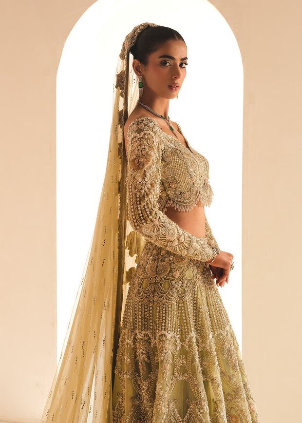 Classic Mint Green Choli Lehenga Dupatta Pakistani Bridal Dress