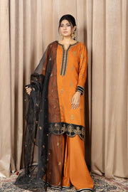 Classic Mustard Embroidered Pakistani Kameez Sharara Party Wear