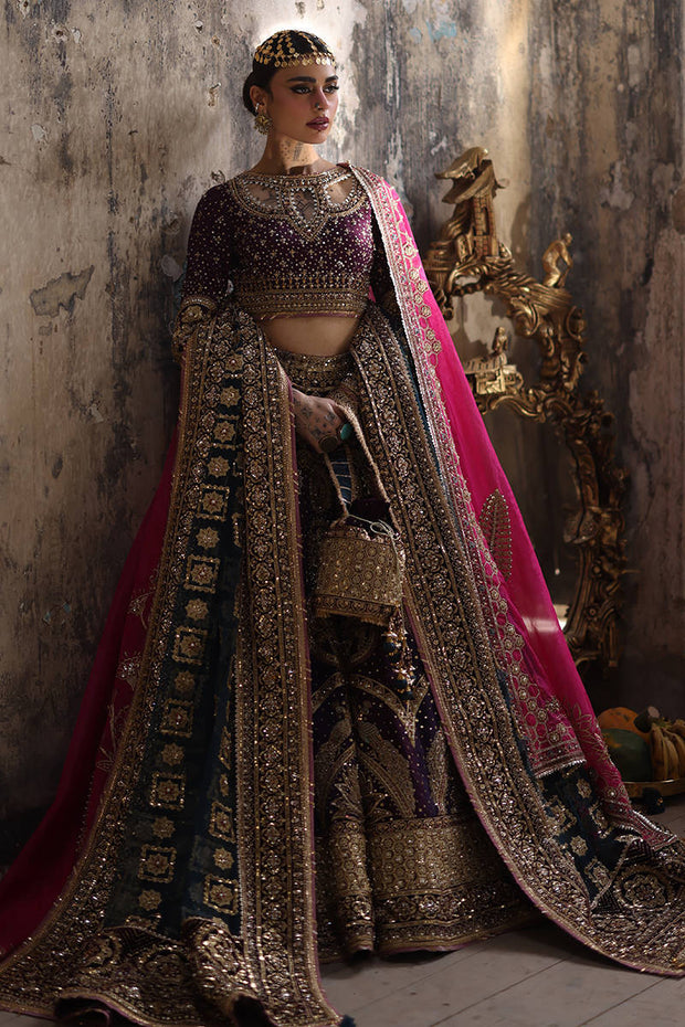 Classic Pakistani Bridal Dress in Purple Choli Lehenga Style