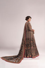 Classic Pakistani Bridal Outfit in Open Pishwas Style