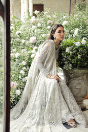 Classic Pakistani Wedding Dress in Embellished Net Gown Style