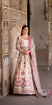 Classic Pakistani Wedding Dress in Open Frock Lehenga Style