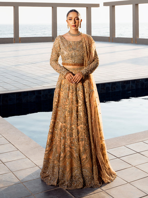 Classic Peach Lehenga Choli Pakistani Bridal Dress in Oakland