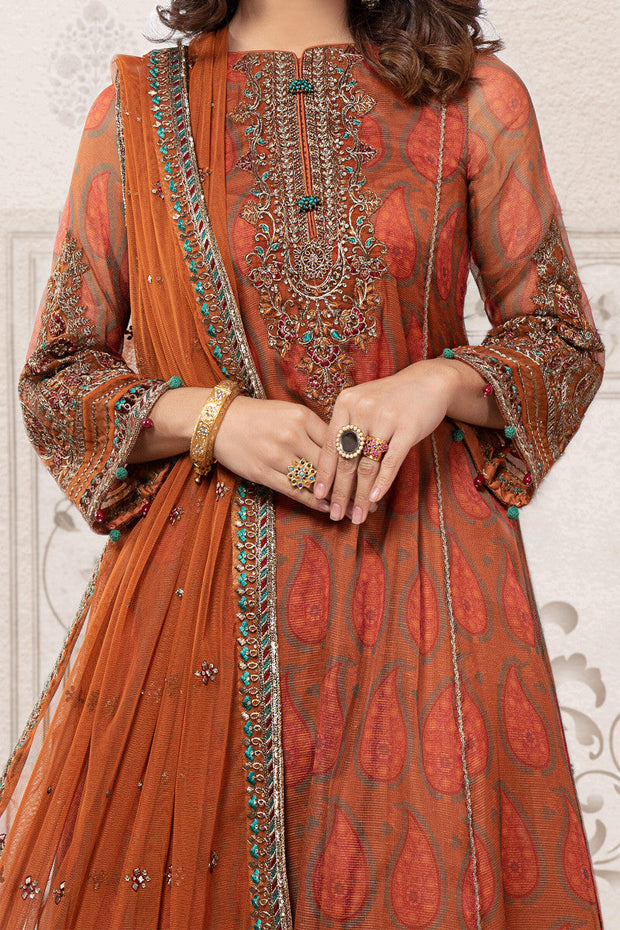 Classic Peach Shade Pakistani Party Dress in Short Frock Style