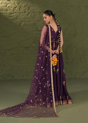 Classic Purple Pakistani Wedding Dress in Kalidar Pishwas Style