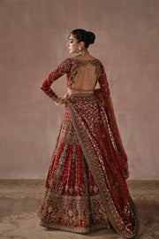 Classic Red Gold Embellished Pakistani Bridal Dress Lehenga Choli