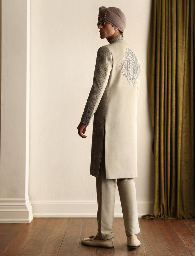 Classic Light Olive Hand Embroidered Pakistani Sherwani