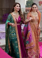 Classic Rust Pakistani Dress in Kalidar Lehenga Style