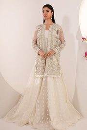 Crystal White Embroidered Pakistani Wedding Dress in Jacket Style