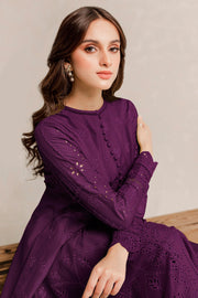 Deep Purple Pakistani Party Dress in Frock Style