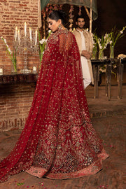 Deep Red Pakistani Bridal Outfit in Choli and Lehenga Style