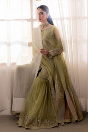 Dusty Lime Heavily Embellished Kurta Style Pakistani Wedding Dress