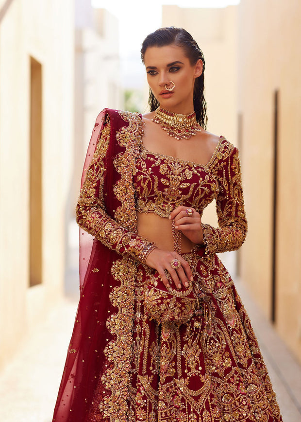 Elegant Embellished Choli Lehenga Style Pakistani Bridal Dress