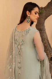 Elegant Embellished Kameez Trouser Blue Pakistani Wedding Dress