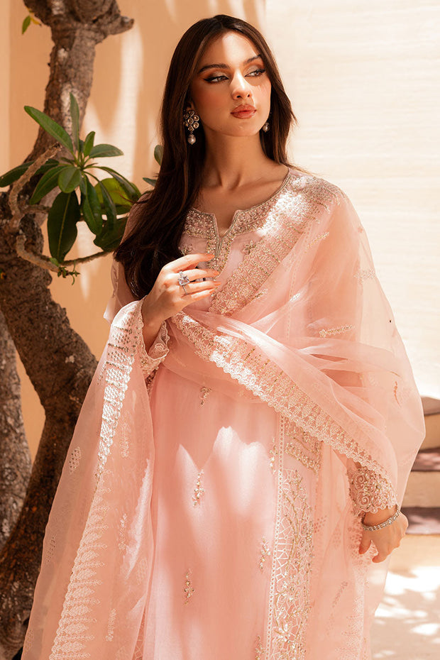 Elegant Embellished Kameez Trouser Pink Pakistani Wedding Dress