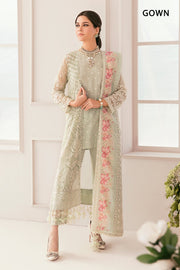 Elegant Embroidered Green Pakistani Party Dress in Chiffon