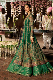 Elegant Green Mehndi Dress in Bridal Lehenga and Frock Style