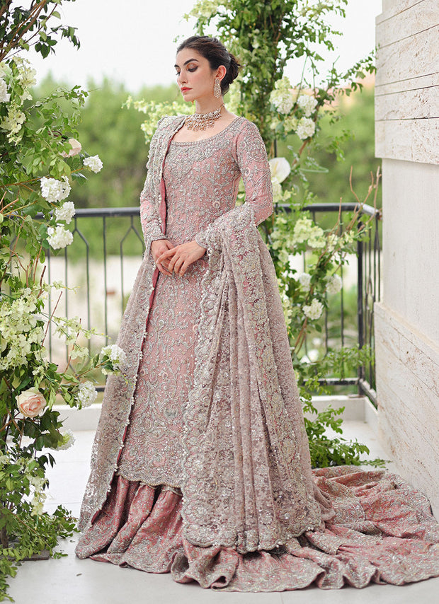 Elegant Light Pink Lehenga and Kameez Pakistani Bridal Dress