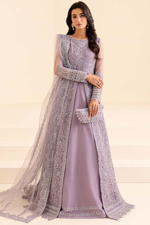 Elegant Lilac Shade Embroidered Pakistani Wedding Wear Gown Pishwas