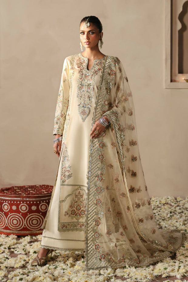 Elegant Off White Embroidered Pakistani Wedding Dress Kameez Sharara