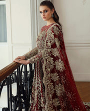 Elegant Pakistani Bridal Dress in Embellished Red Gown Style