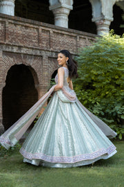 Elegant Pakistani Bridal Dress in Gown Dupatta Lehenga Style