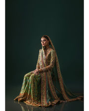 Elegant Pakistani Bridal Dress in Green Gharara Kameez Style