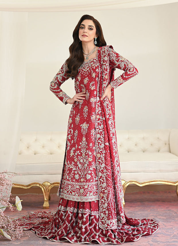 Elegant Pakistani Bridal Dress in Kameez Farshi Lehenga Style