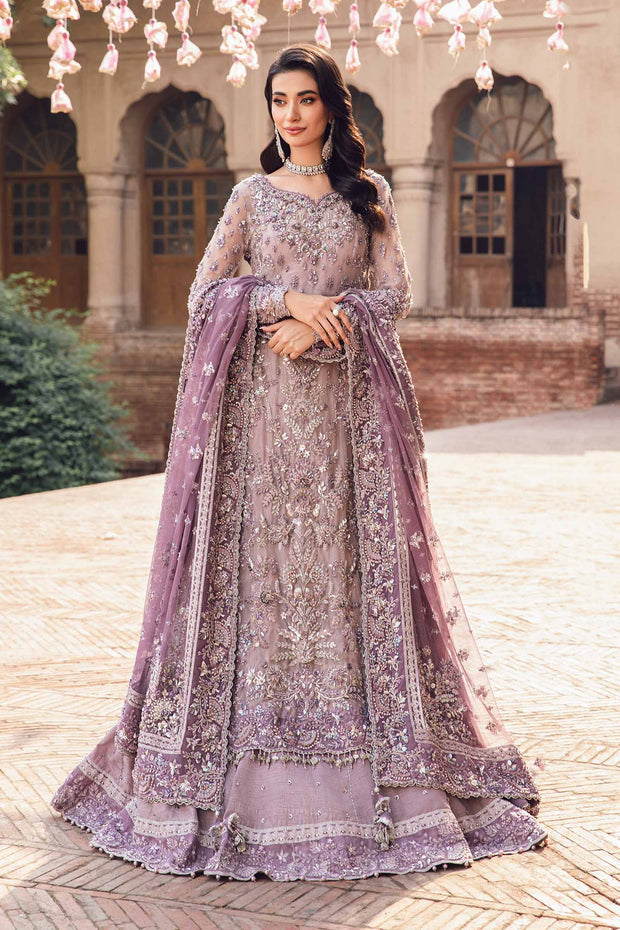 Elegant Pakistani Bridal Dress in Lilac Lehenga Kameez Style