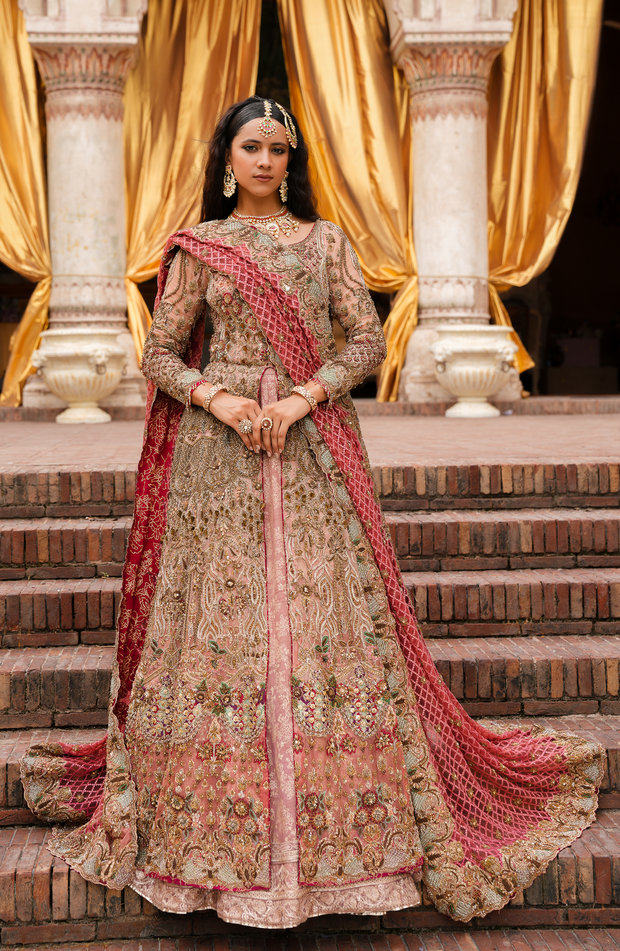 Elegant Pakistani Bridal Dress in Open Anarkali Frock Style