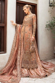 Elegant Pakistani Bridal Dress in Open Kameez and Lehenga Style