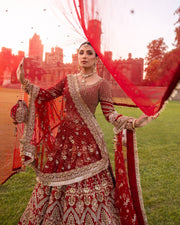 Elegant Pakistani Bridal Dress in Raw Silk Lehenga Choli Style